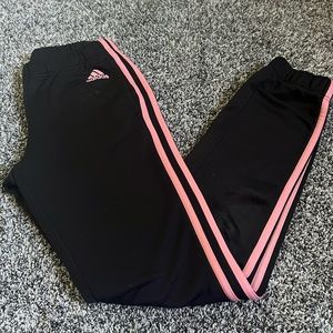 Adidas pink striped joggers